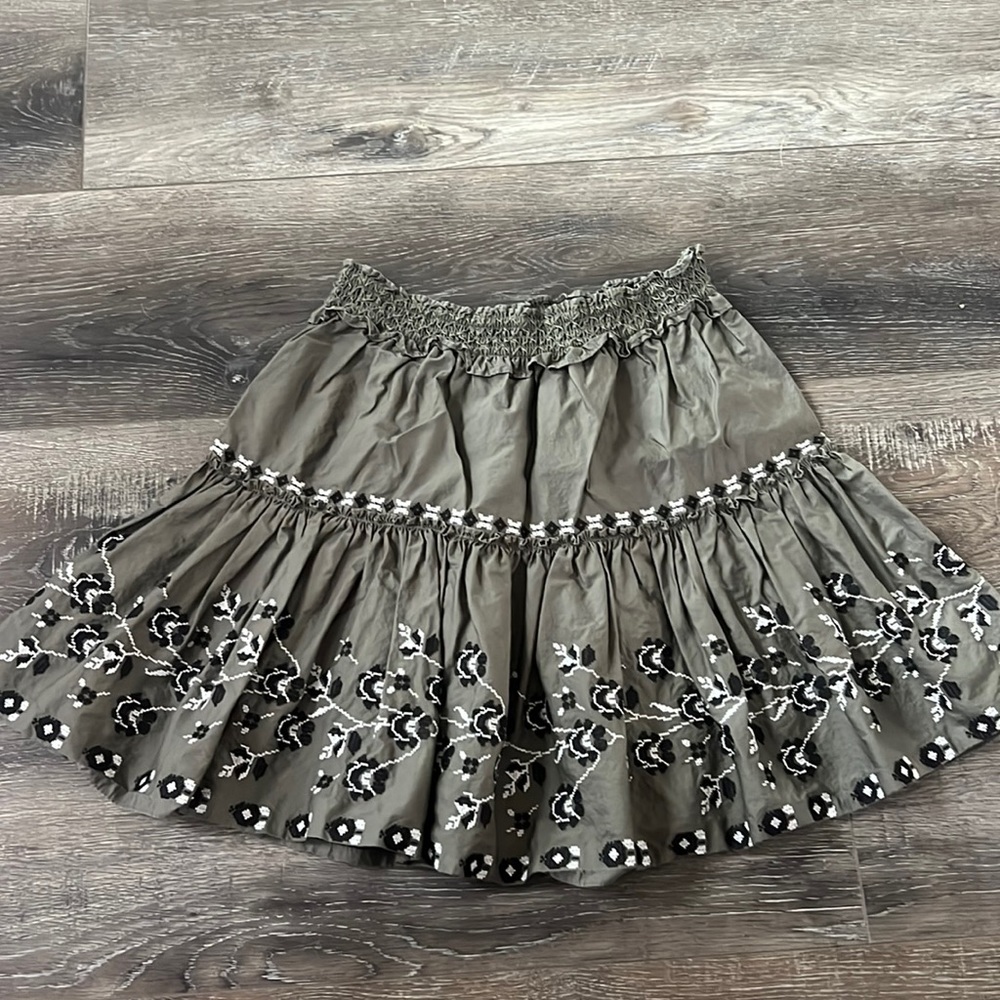 Kate Spade Broome Street Green embroidered skirt